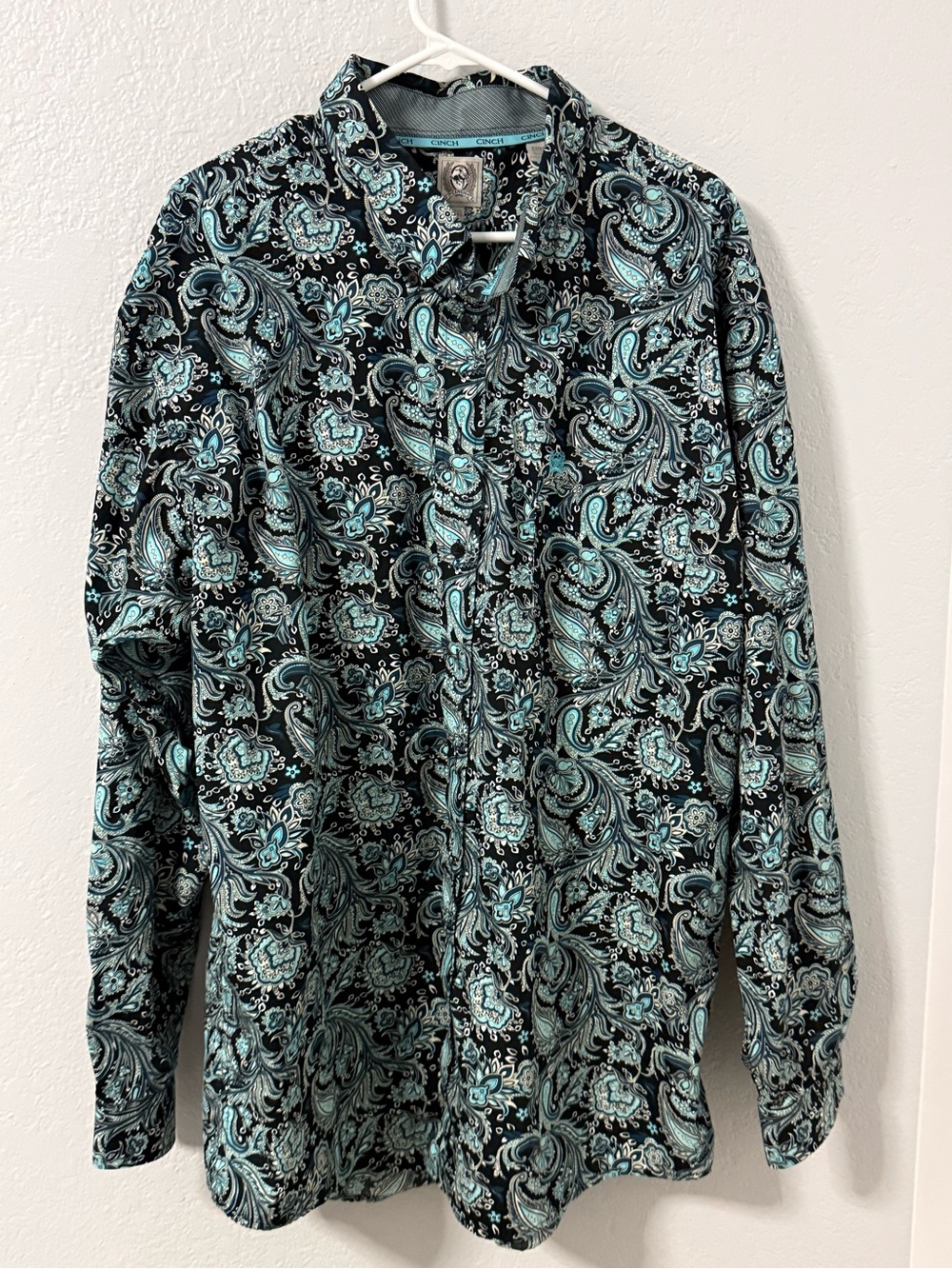 Cinch Men's Black & Teal Paisley Button-Down Shirt